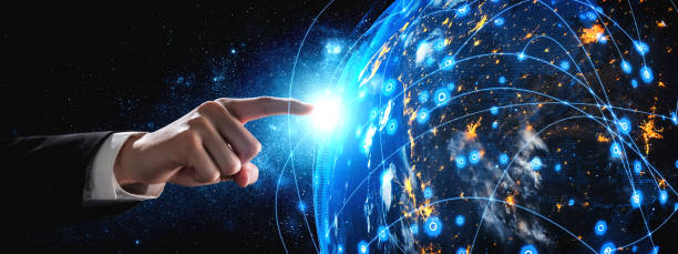 istock Global network connection covering earth with link of innovative perception 1310030240
