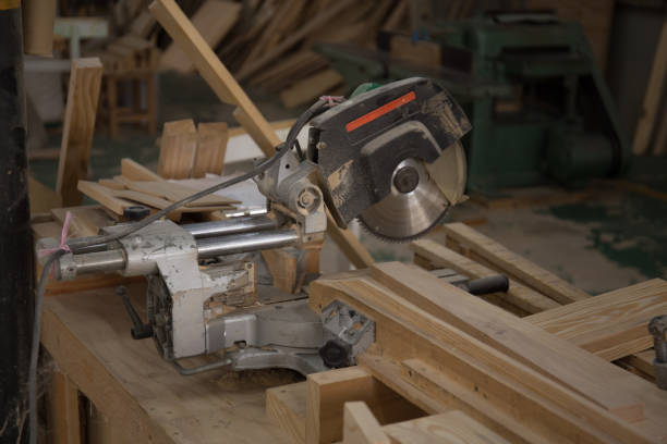 istock Close up shot of circular saw in a workshop 1310032563