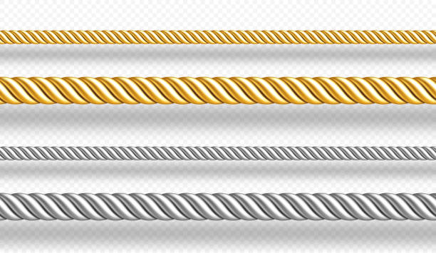 illustrations, cliparts, dessins animés et icônes de cordes d’or et d’argent, ficelles tordues - fil doré