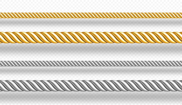 ilustrações de stock, clip art, desenhos animados e ícones de gold and silver ropes, twisted twines - nylon strings