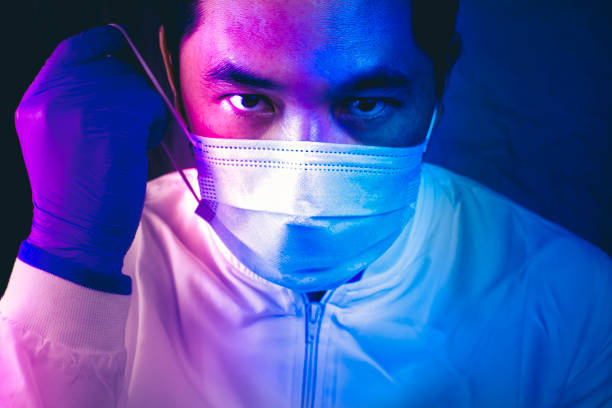 istock Men wearing disposable mask is staring to her 1310033354