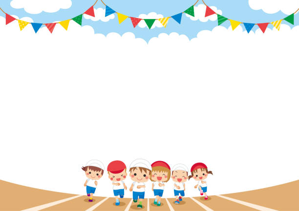 Little Kids Running In A Race Stock Illustration - Download Image Now - Sports  Day, Preschool, Child - iStock