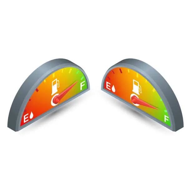 Vector illustration of Fuel indicator icons