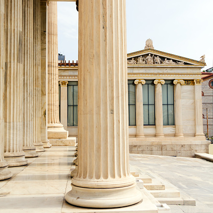 Athens academy columns, front view