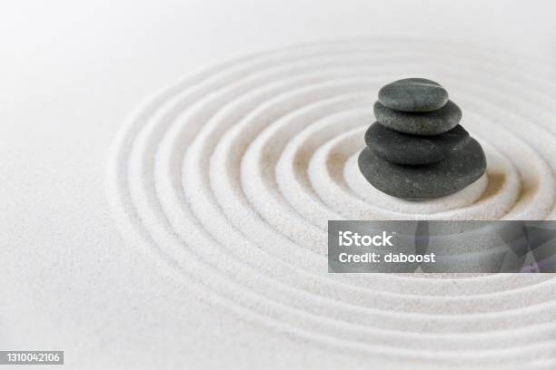 Zen Japanese Garden And Black Stones Background Stock Photo - Download Image Now - Garden, Pebble, Abstract