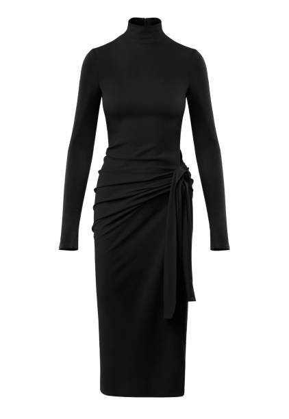 istock Black dress with belt 1310043447