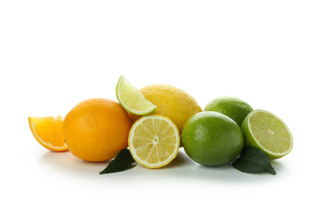 istock Fresh ripe grapefruits isolated on white background 1310044488