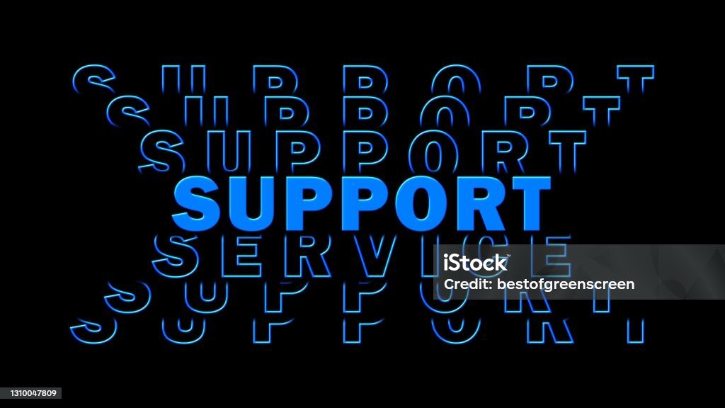 Support Outline Blue Support Blue Lettering With Repeating Effect On Black Background Stock ...