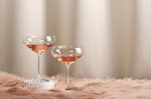 Two glasses with rose wine