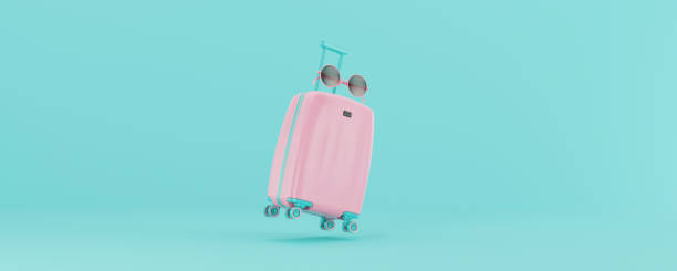 Traveling suitcase with travel accessories.