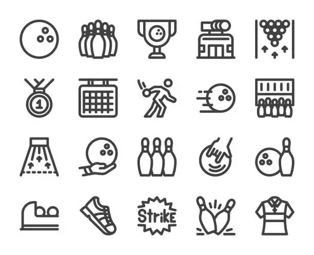 Vector illustration of Bowling - Bold Line Icons