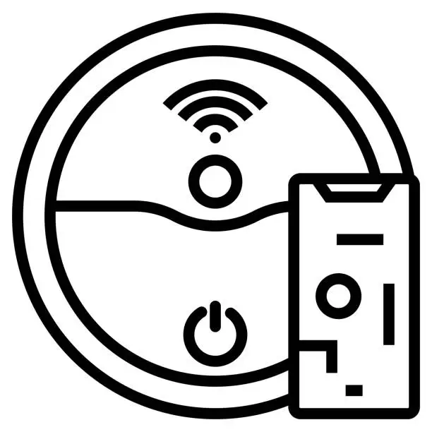 Vector illustration of Robot Vacuum Cleaner Line Icon, Outline Symbol Vector Illustration