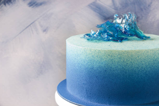 istock Modern  blue cake with chocolate velor and isomalt decor. 1310054556