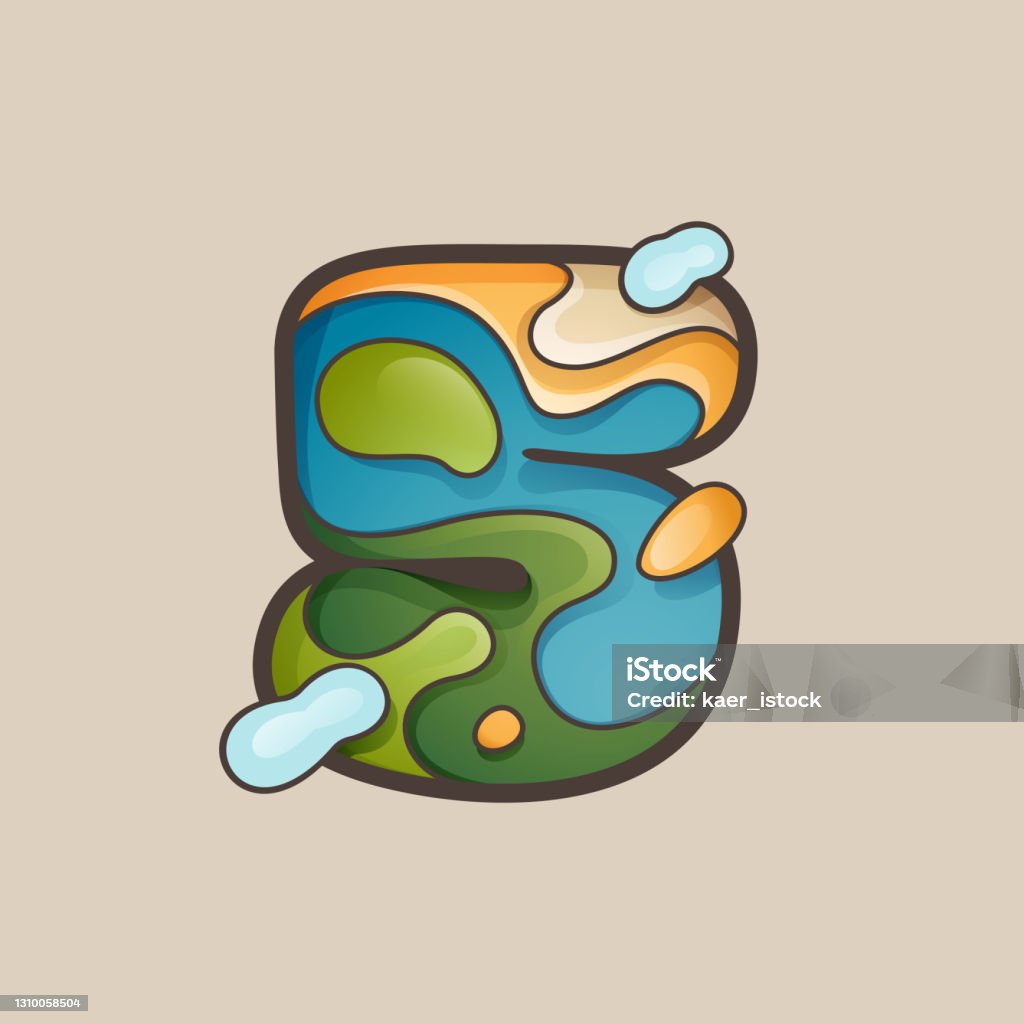 Number 5 Map Number Five Logo With Topographic Map Line Pattern Stock Illustration ...