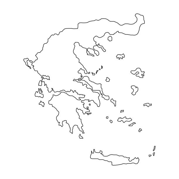 illustrazioni stock, clip art, cartoni animati e icone di tendenza di illustrazione vettoriale della mappa della grecia su sfondo bianco - grecia nazione