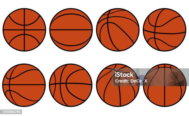 Collection Of Basketball Balls - Arte vetorial de stock e mais imagens de Bola de Basquetebol - Bola de Basquetebol, Basquetebol, Desenho