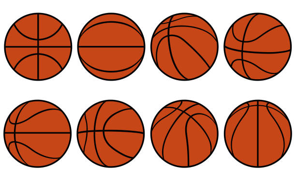 Collection of basketball balls Collection of basketball balls isolated on white basketball ball stock illustrations