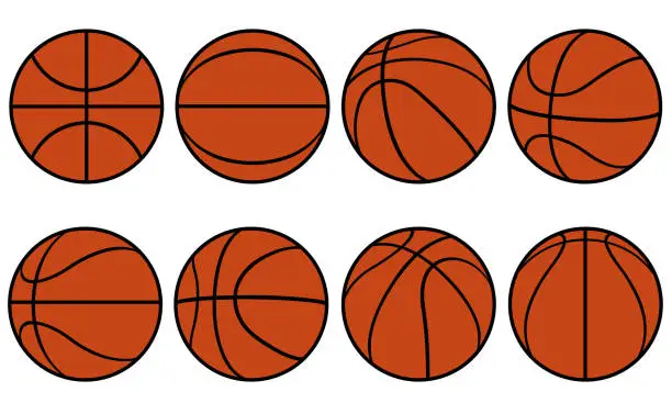 Vector illustration of Collection of basketball balls