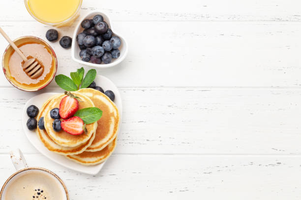istock Healthy breakfast with pancakes 1310066881