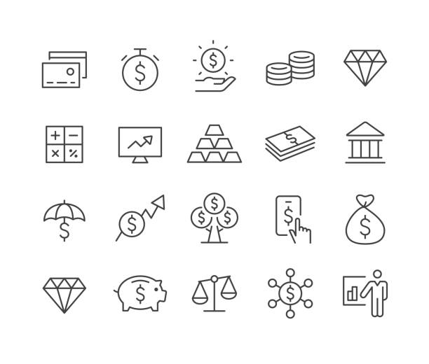 finance and investment icons - classic line series - diamantschmuck grafiken stock-grafiken, -clipart, -cartoons und -symbole