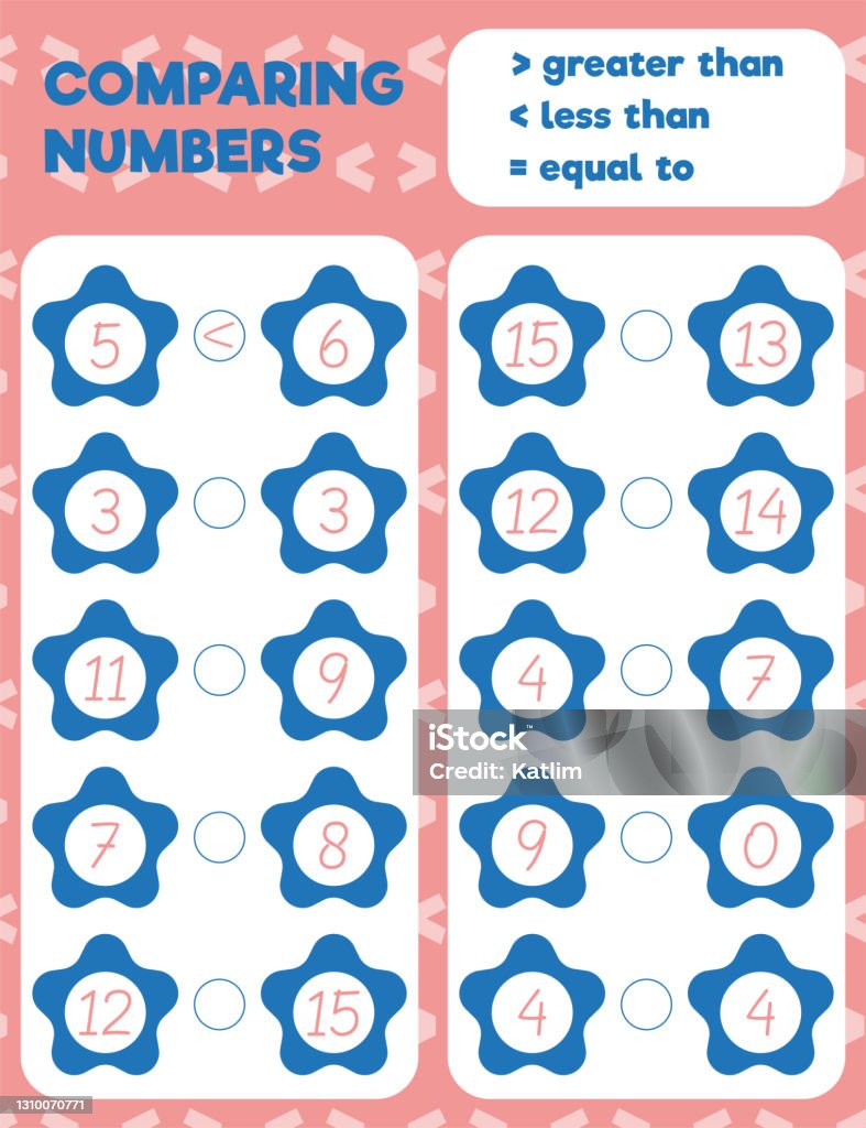 Easy Comparing Numbers Comparing Numbers Worksheet Stock Illustration - Download Image Now ...
