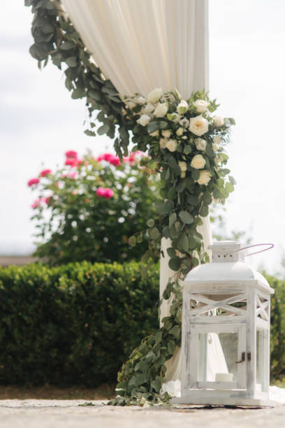 istock Flowers on wedding decor, green and white color 1310072221
