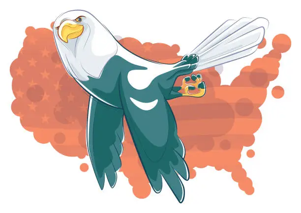 Vector illustration of bald eagle flying