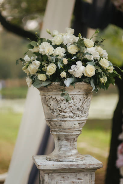 istock Flowers on wedding drcor, green and white color 1310075280