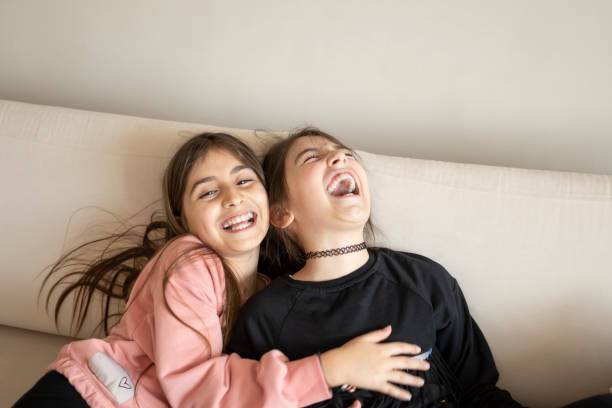 Sisters enjoyment at home
