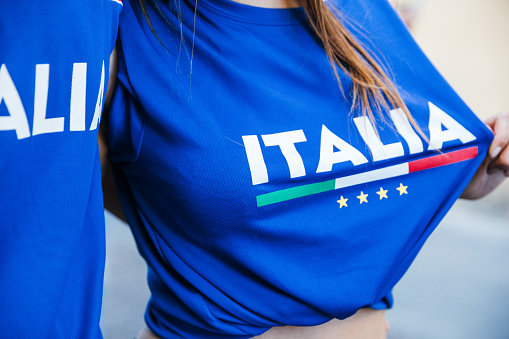 Italian fans showing national team t-shirts