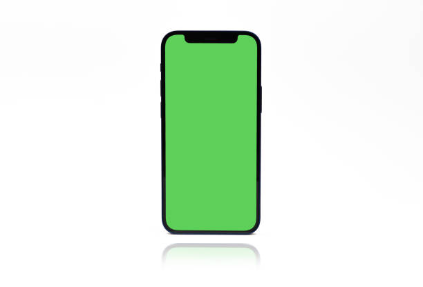 Smartphone mockup with blank green screen isolated on white background Smartphone mockup with blank green screen isolated on white background photo chroma key stock pictures, royalty-free photos & images