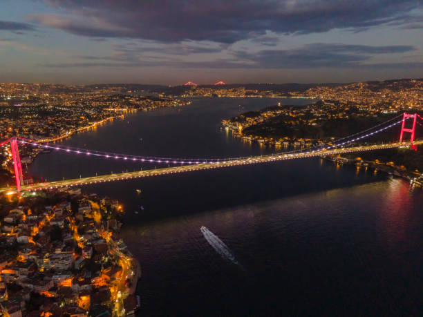 파티술탄 메흐멧 브리지 베이코즈 이스탄불 터키 - ortakoy mosque bridge bosphorus istanbul 뉴스 사진 이미지
