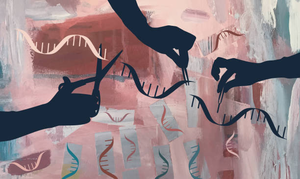 DNA Genetic Engineering Abstract vector background depicting genetic engineering DNA concept. Creative approach of mixing digitally rendered acrylic background combined with vector elements. dna nucleotide stock illustrations