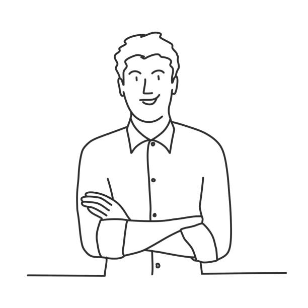 ilustrações de stock, clip art, desenhos animados e ícones de young man  keeping the arms crossed. - crossing human arm silhouette men