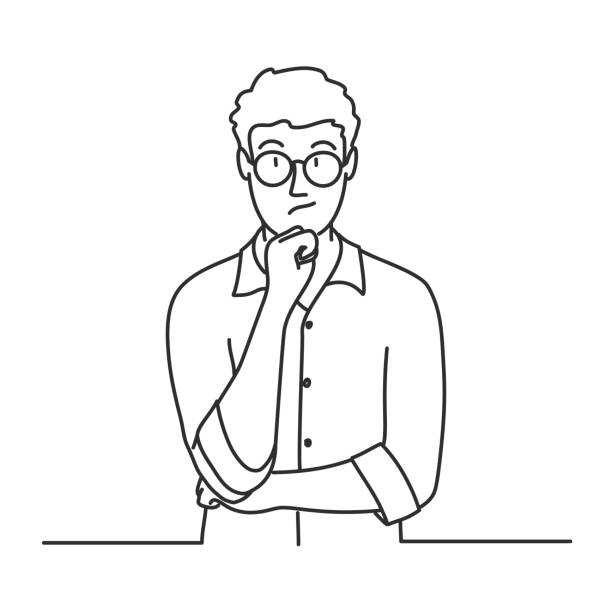 задумчивый, удивленный парень в очках. - child ideas inspiration expertise stock illustrations