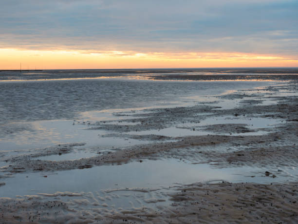 Lower Saxony Wadden Sea off Cuxhaven Sahlenburg at low tide, Germany stock photo
