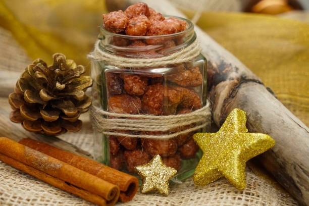 istock Roasted almonds in christmassy decoration 1310086333