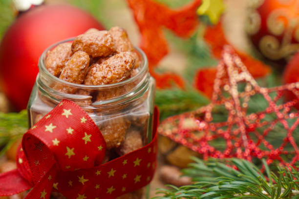 istock Roasted almonds in christmassy decoration 1310086416