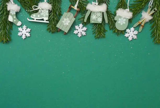 Photo of Green Christmas and Winter background