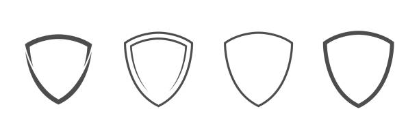 Shield icon set. Shielding symbols. Shield icon set. Shielding symbols. Security and protector sign collection. Template flat illustration. Vector isolated on white military borders stock illustrations