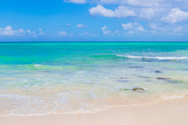 Tropical mexican beach 88 Punta Esmeralda in Playa del Carmen Mexico.