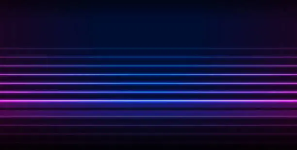 Vector illustration of Blue ultraviolet neon laser lines technology minimal background