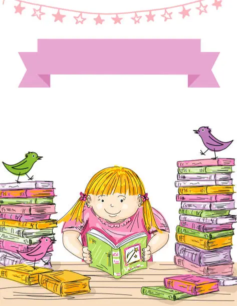 Vector illustration of Kids Online Book Club Invitation Template