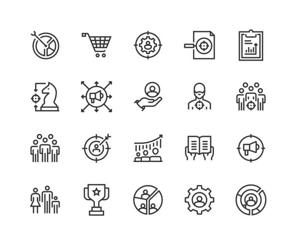 grupa docelowa, rynek, konsument, klient, ikony strategii - satisfaction computer icon customer service representative symbol stock illustrations