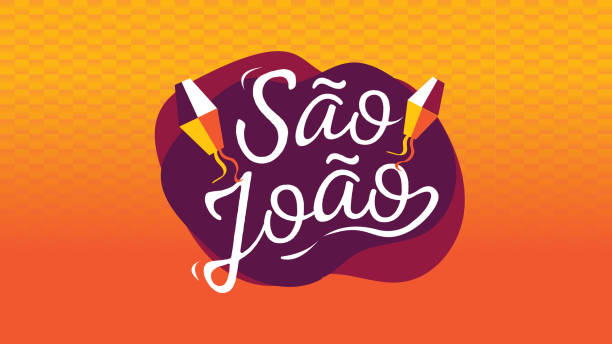 ilustrações, clipart, desenhos animados e ícones de são joão illustration. são joão lettering. festa junina brazilian traditional celebration. june party. typical party in brazil - salvador