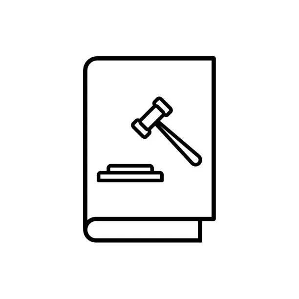 Vector illustration of Constitution book or law thin line icon in black. Trendy flat style isolated symbol, can be used for: illustration, minimalistic, logo, mobile, app, emblem, design, web, site, ui, ux. Vector EPS 10