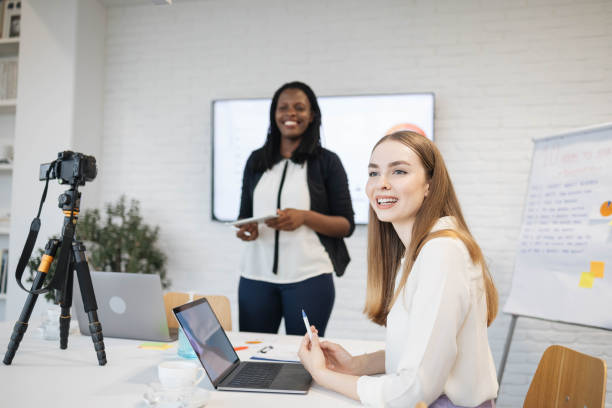 istock Business women have a video conference call 1310103494