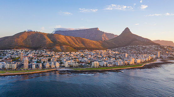 aerial view of Cape Town city in Western Cape province in South Africa , and the iconic stadium, international  destinations