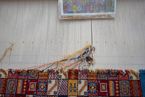 Detail of Weaving Carpet as Art Painting at The Madinat Jumeirah Souk, Dubai