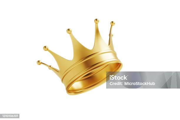 Gold Crown Isolated On White Background Stock Photo - Download Image Now - Crown - Headwear, King - Royal Person, Coronation